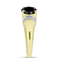 Goldplattierter Silberring mit Obsidian und weißem Topas