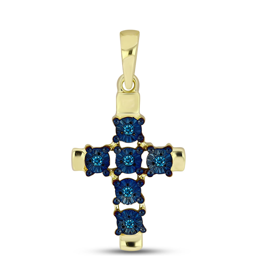 Goldplattierter Silberanhänger mit blauem Diamant