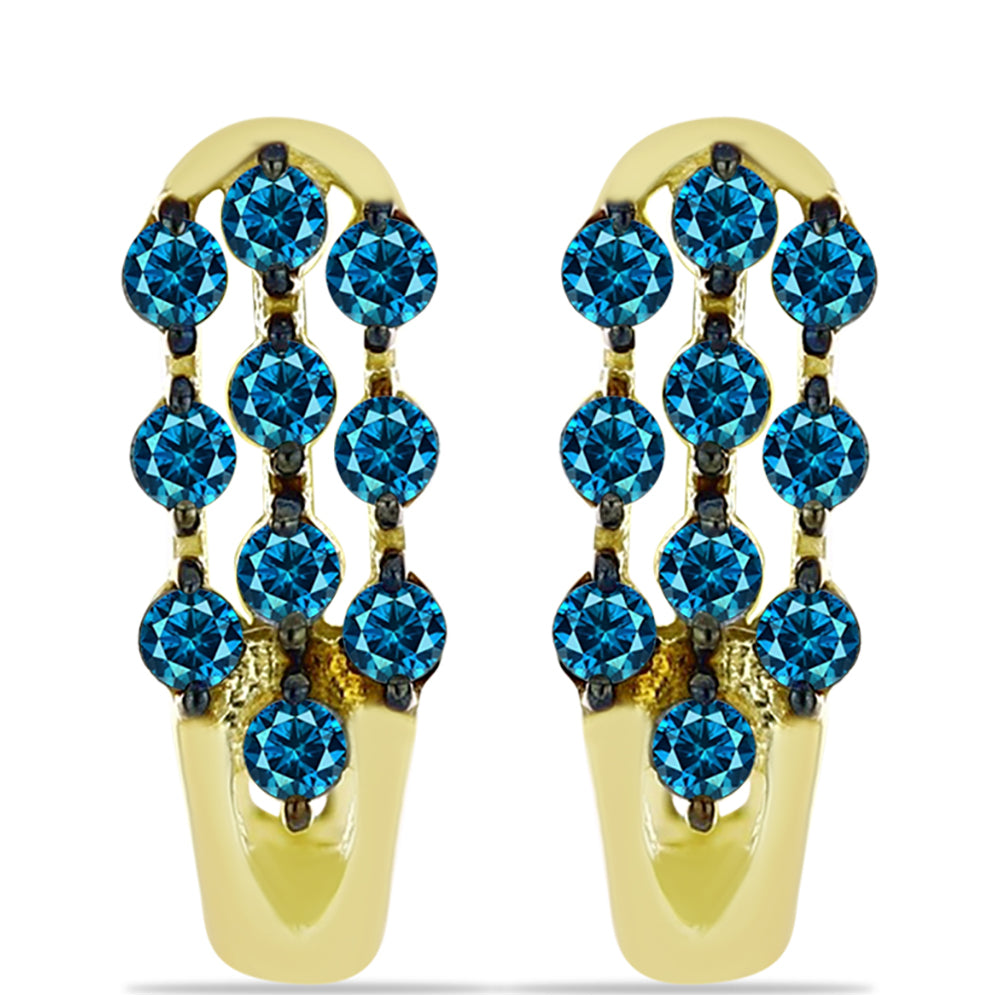 Goldplattierte Silberohrringe mit blauem Diamant