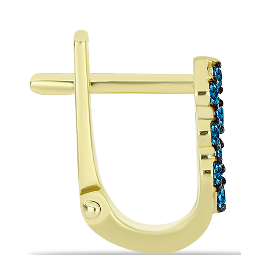 Goldplattierte Silberohrringe mit blauem Diamant 2 