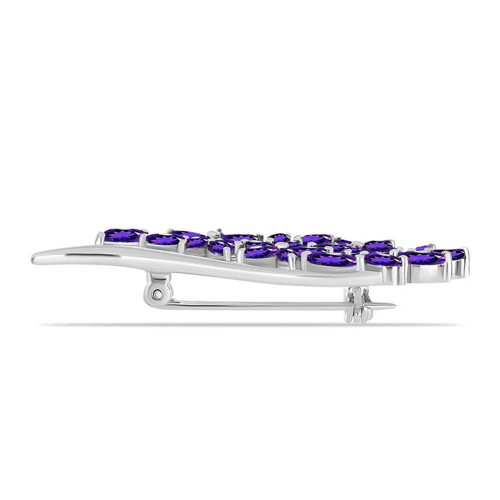 Silberbrosche mit marokkanischem Amethyst und weißem Topas 2 