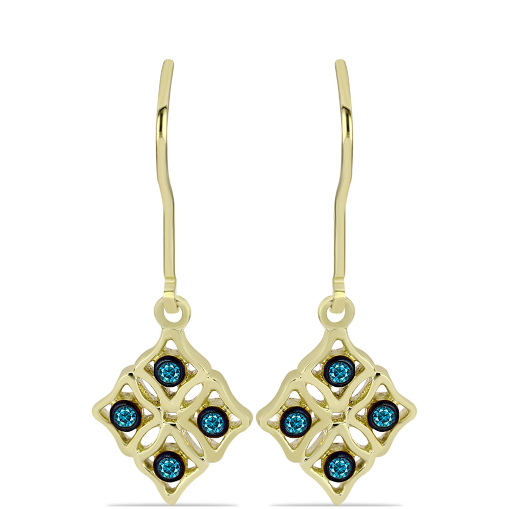 Goldplattierte Silberohrringe mit blauem Diamant