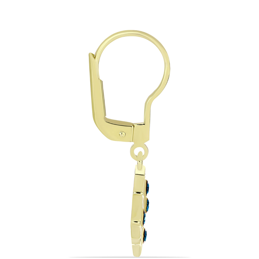 Goldplattierte Silberohrringe mit blauem Diamant 2 