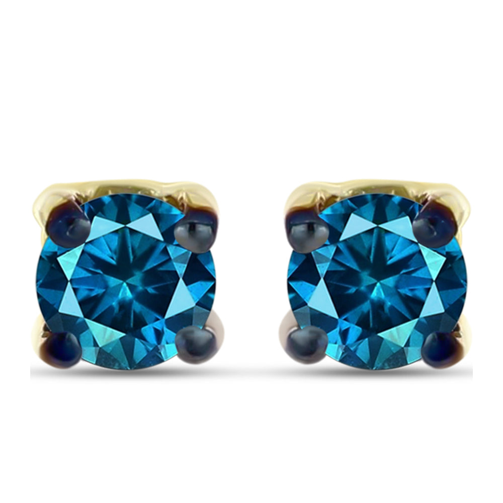 Goldplattierte Silberohrringe mit blauem Diamant