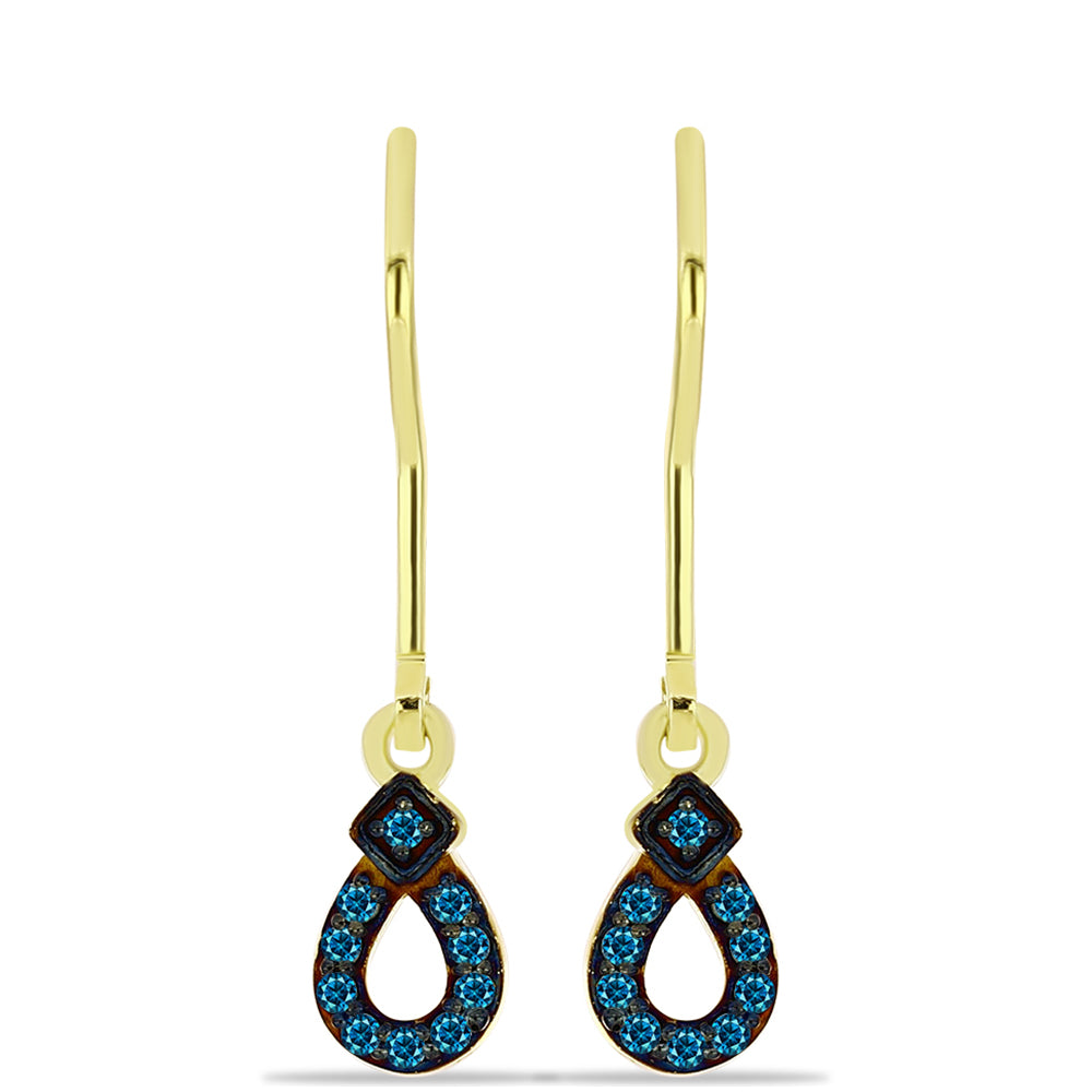 Goldplattierte Silberohrringe mit blauem Diamant