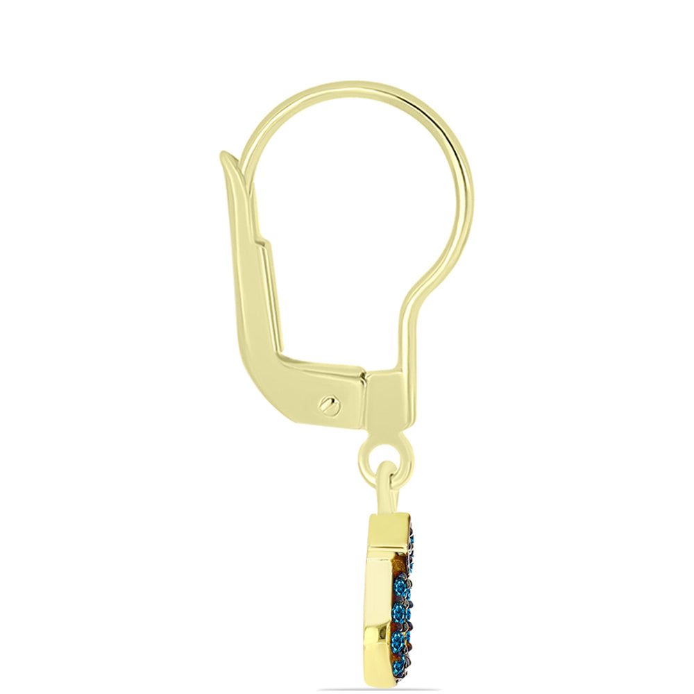 Goldplattierte Silberohrringe mit blauem Diamant