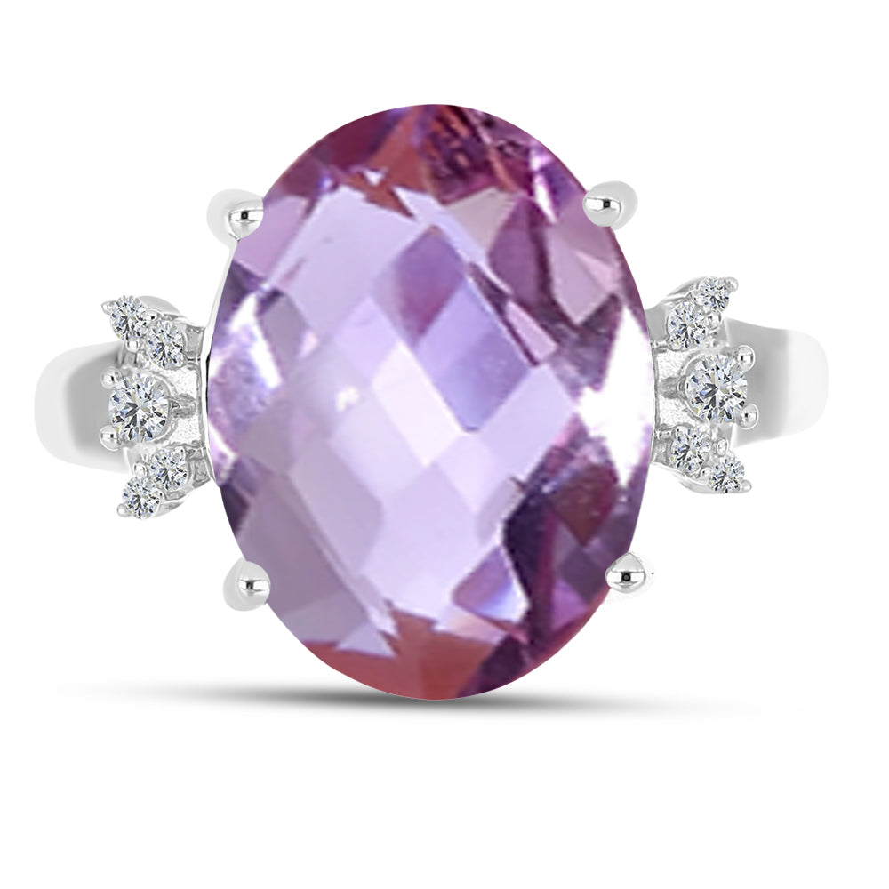Silberring mit Rose De France Amethyst und weißem Topas