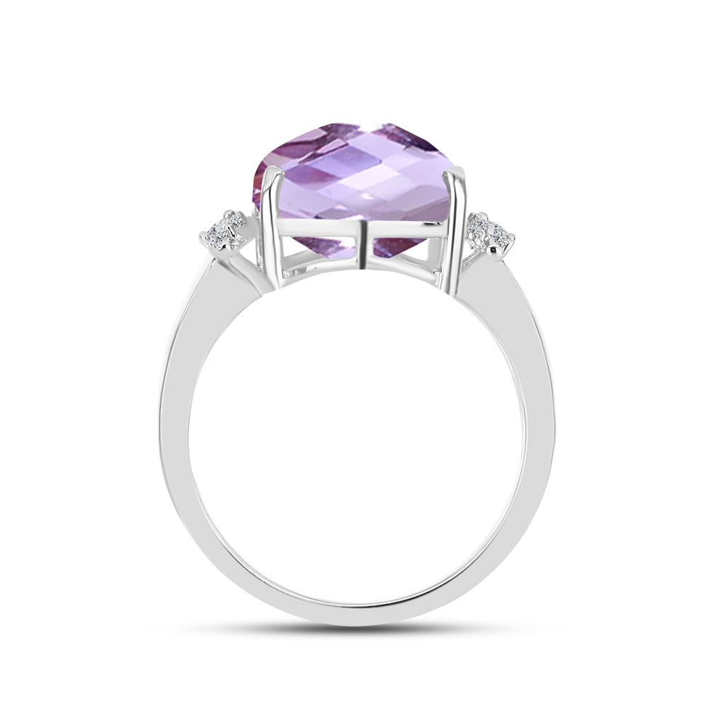 Silberring mit Rose De France Amethyst und weißem Topas 2 