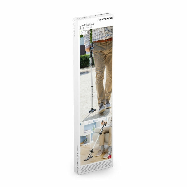 Ausziehbarer Gehstock mit LED, Alarm und Griff 4 