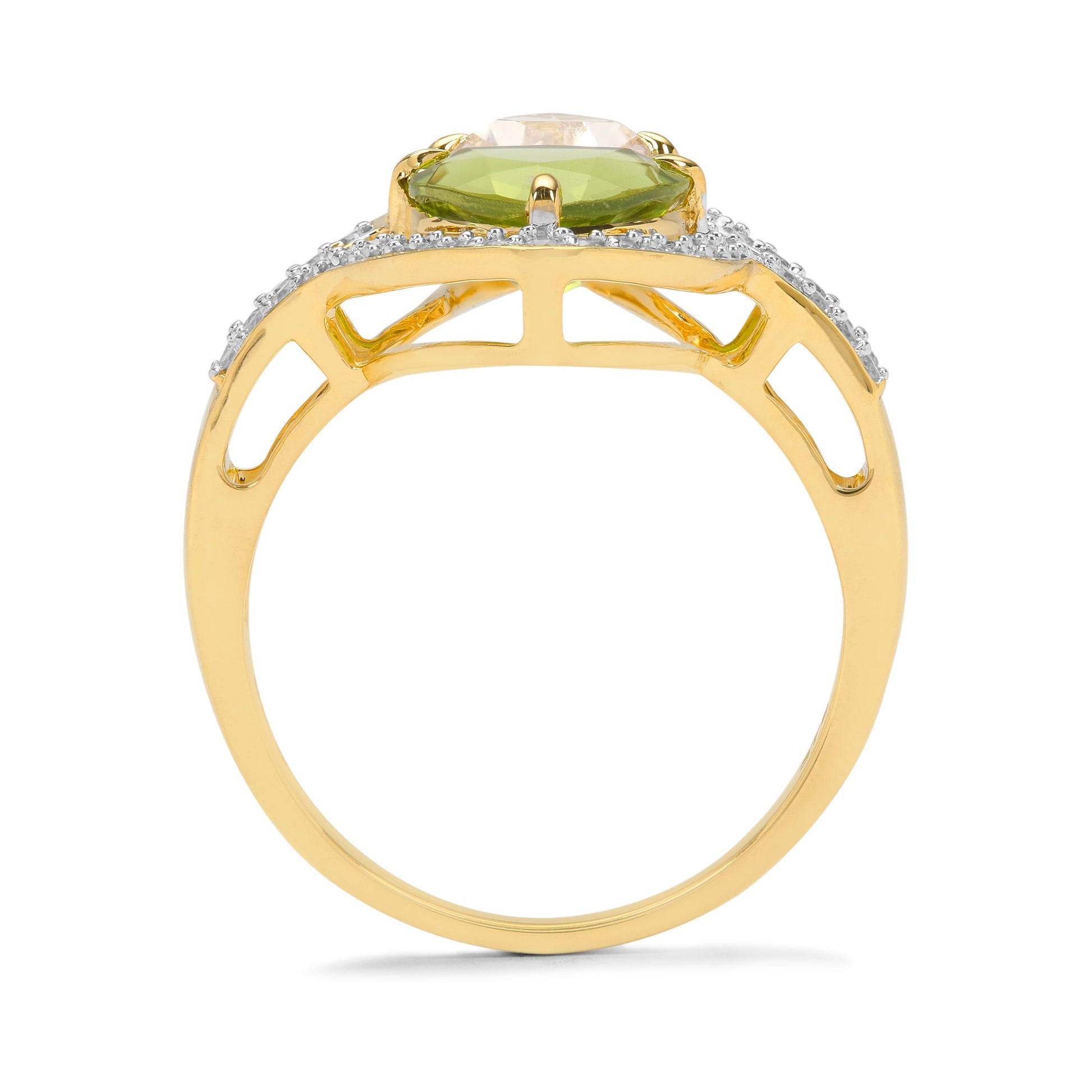 Goldring mit Peridot aus Changbai und Morganit 2 