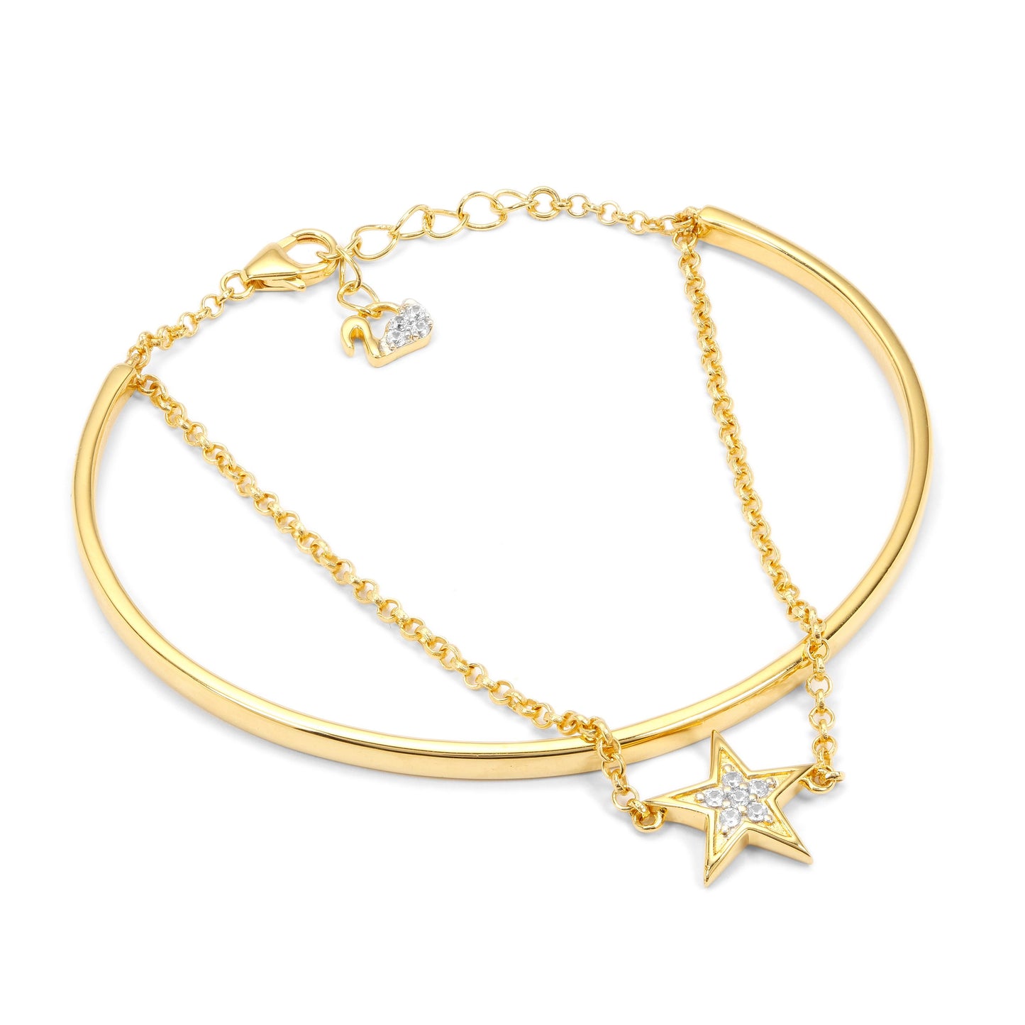 Goldplattiertes Silberarmband mit weißem Zirkon