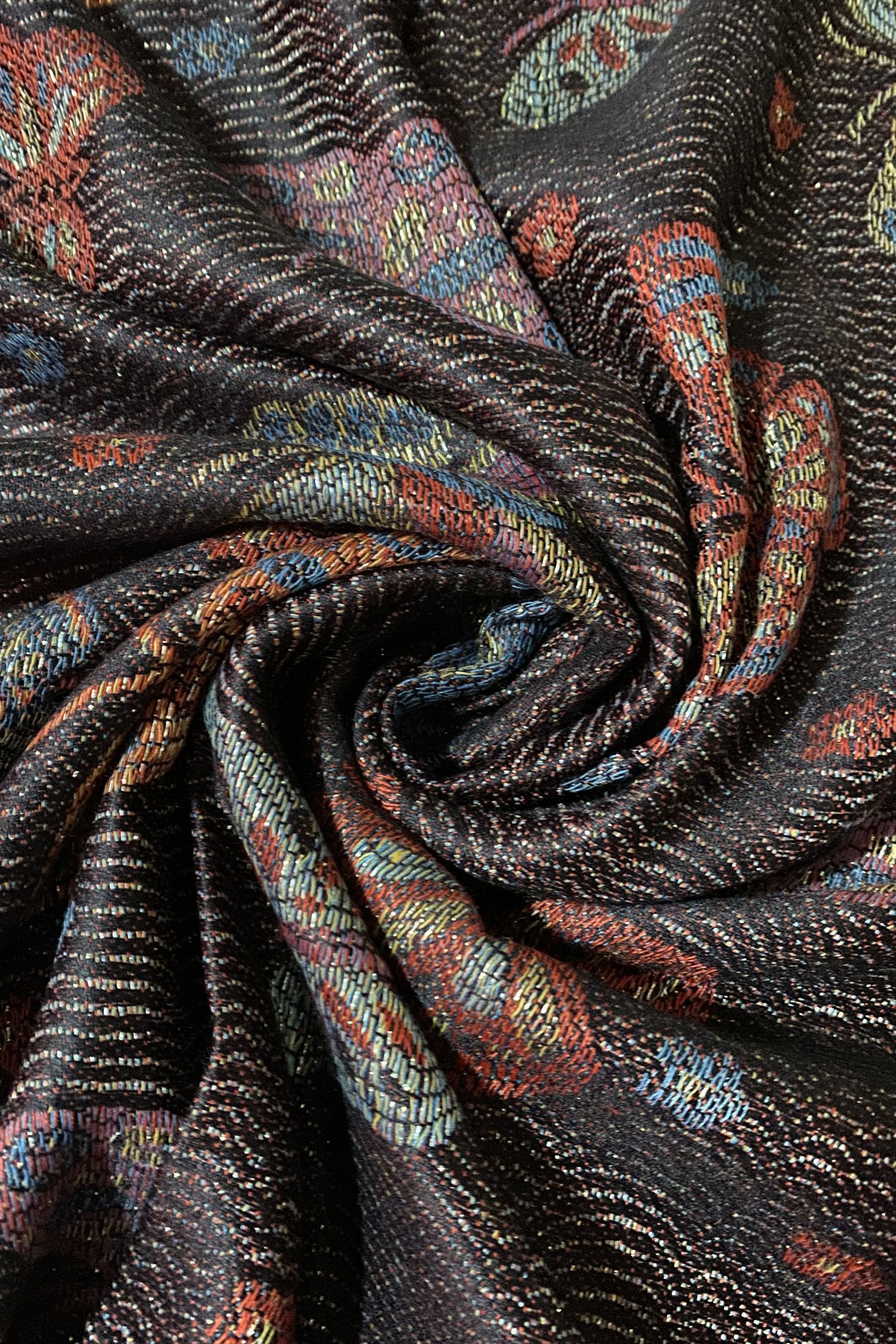 100% Pashmina Cashmere Scarf, 70 cm x 170 cm, Butterfly Patterned Shiny Black, 100% Pashmina 2 