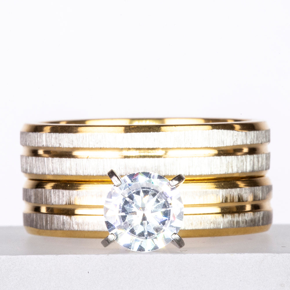 Schmuckgarnitur aus aus goldplattierter Legierung mit weißem Emporia® Kristall
