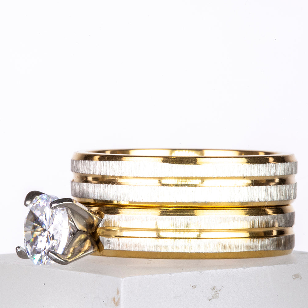 Schmuckgarnitur aus aus goldplattierter Legierung mit weißem Emporia® Kristall 2 