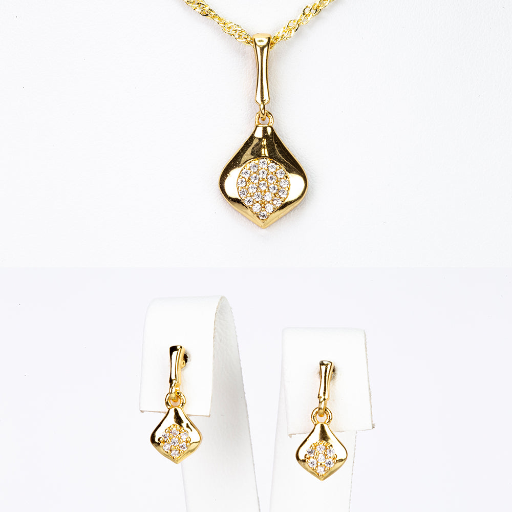 Schmuckgarnitur aus aus goldplattierter Legierung mit weißem Emporia® Kristall 1 