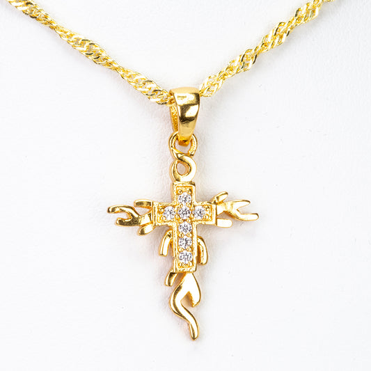 Schmuckgarnitur aus aus goldplattierter Legierung mit weißem Emporia® Kristall