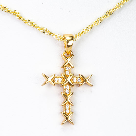 Schmuckgarnitur aus aus goldplattierter Legierung mit weißem Emporia® Kristall