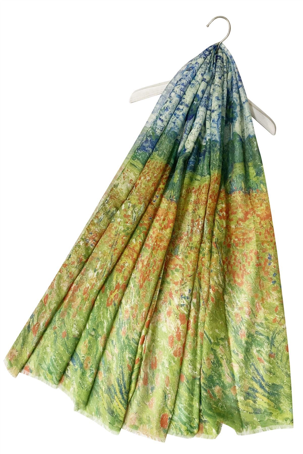 Cotton Scarf-Shawl, 70 cm x 180 cm, Monet - Poppy Field 2 