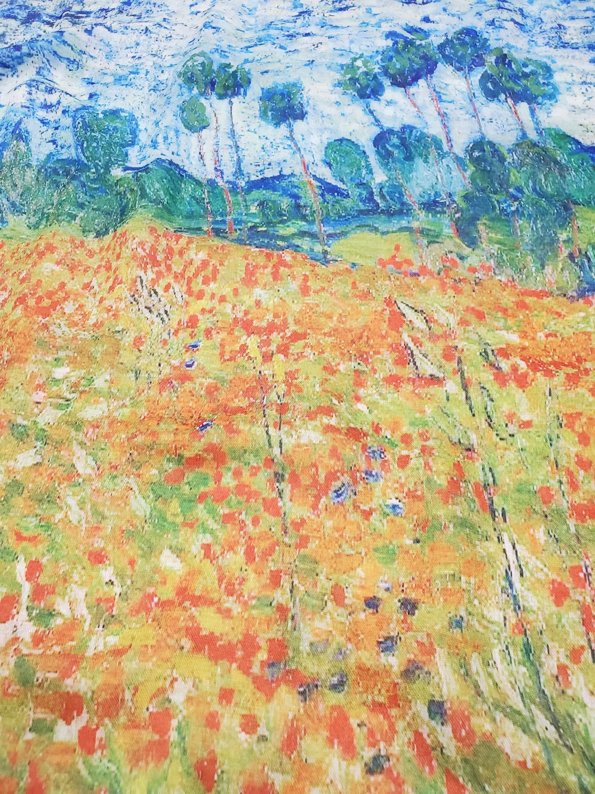 Cotton Scarf-Shawl, 70 cm x 180 cm, Monet - Poppy Field 3 