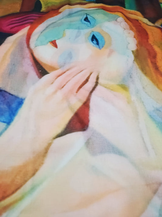 Baumwollschal, -tuch, 70 cm x 180 cm, Picasso - Abstract Style Portrait