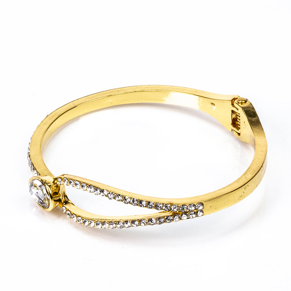Schmuckgarnitur aus aus goldplattierter Legierung mit weißem Emporia® Kristall 5 