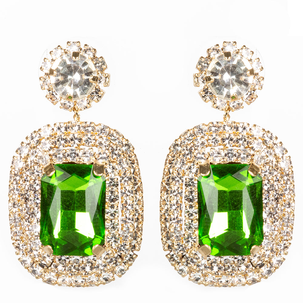 Schmuckgarnitur aus aus goldplattierter Legierung mit grünem Emporia® Kristall