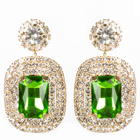 Schmuckgarnitur aus aus goldplattierter Legierung mit grünem Emporia® Kristall