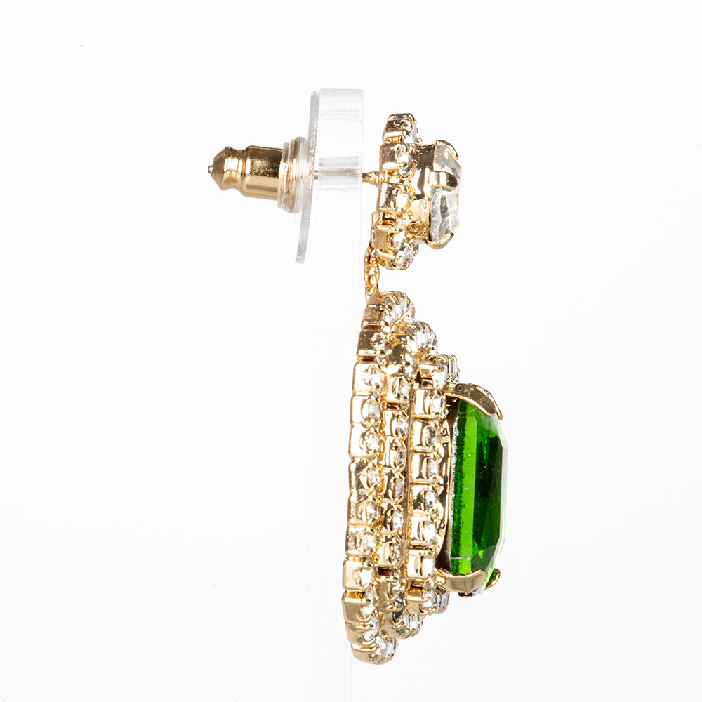 Schmuckgarnitur aus aus goldplattierter Legierung mit grünem Emporia® Kristall