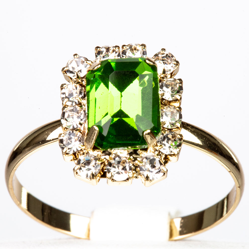 Schmuckgarnitur aus aus goldplattierter Legierung mit grünem Emporia® Kristall