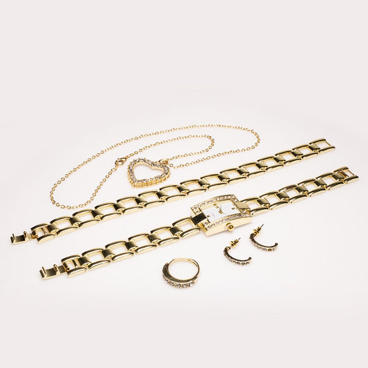 Schmuckgarnitur aus aus goldplattierter Legierung mit weißem Emporia® Kristall