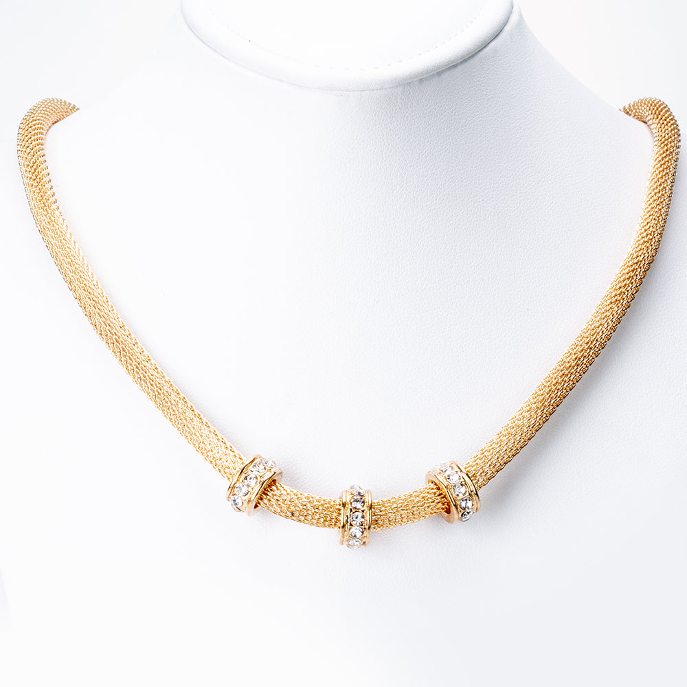 Schmuckgarnitur aus aus goldplattierter Legierung mit weißem Emporia® Kristall 6 