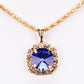 Schmuckgarnitur aus aus goldplattierter Legierung mit blauem Emporia®-Kristall
