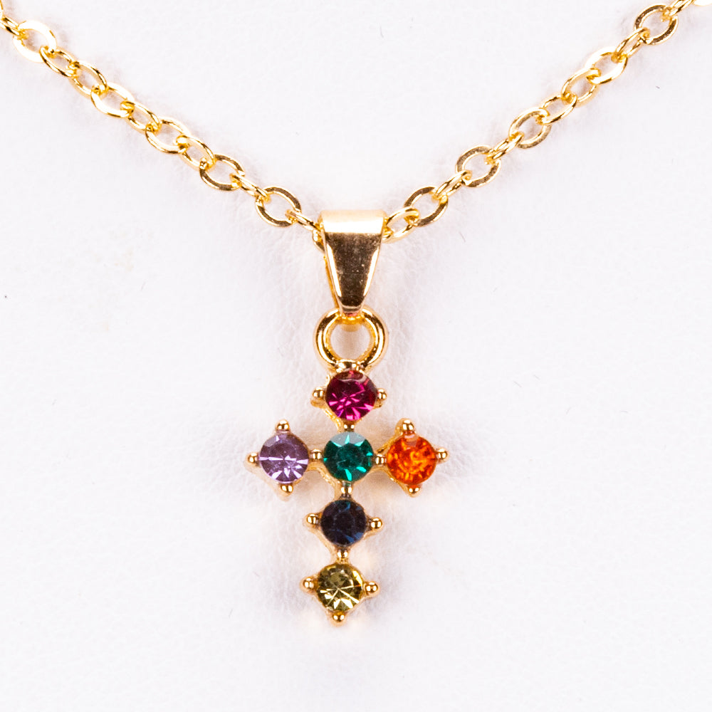 Schmuckgarnitur aus aus goldplattierter Legierung mit gelbem Emporia®-Kristall und blauem Emporia®-Kristall