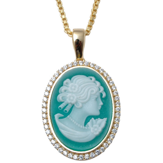 Cameo Anhänger aus goldplattierter Legierung mit Emporia-Kristall