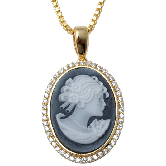 Cameo Anhänger aus goldplattierter Legierung mit Emporia-Kristall