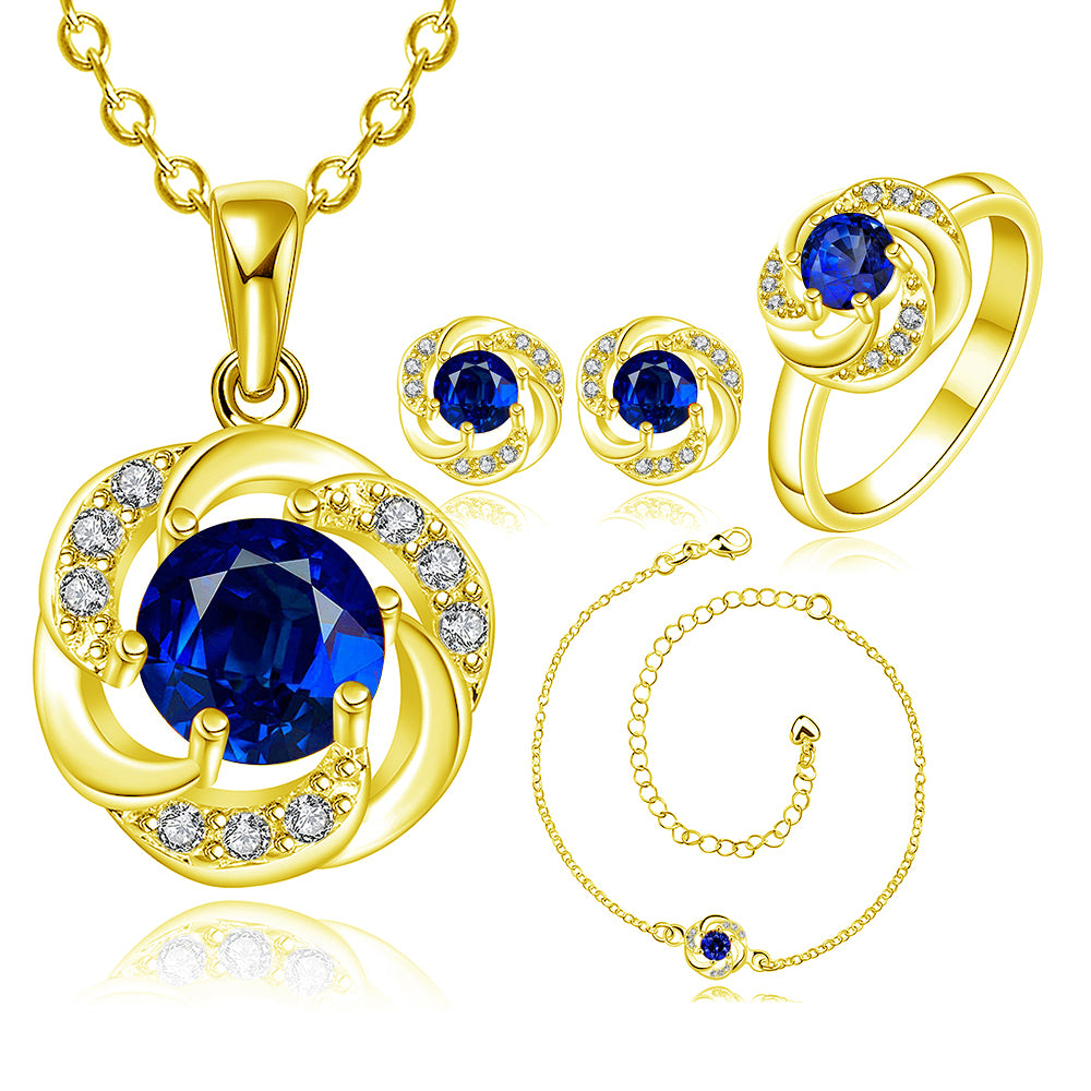 Schmuckgarnitur aus aus goldplattierter Legierung mit blauem Emporia®-Kristall 1 