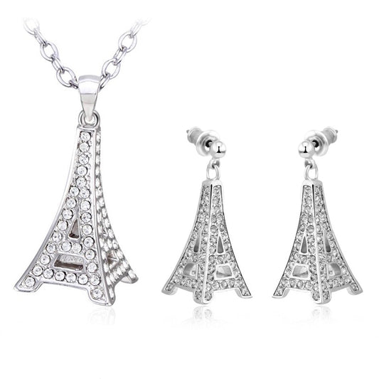 Schmuckgarnitur aus aus goldplattierter Legierung mit weißem Emporia® Kristall