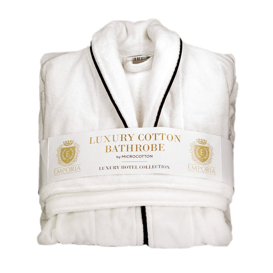 Microcotton (suede) Luxury Bathrobe, with black stitching, size: S-M