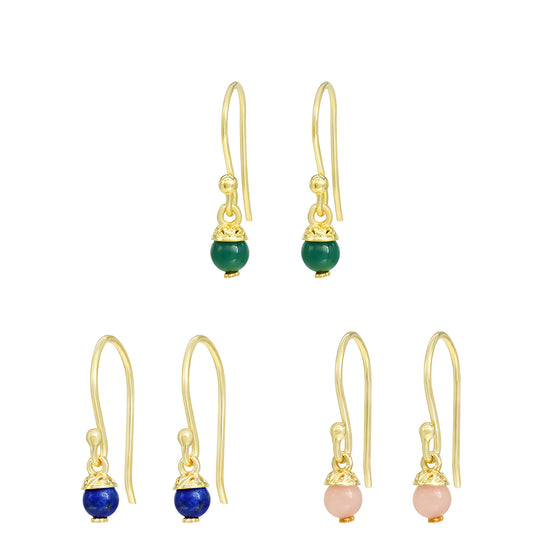 schmuckgarnitur aus Goldplattierte Silber mit grünem Onyx und Lapislazuli