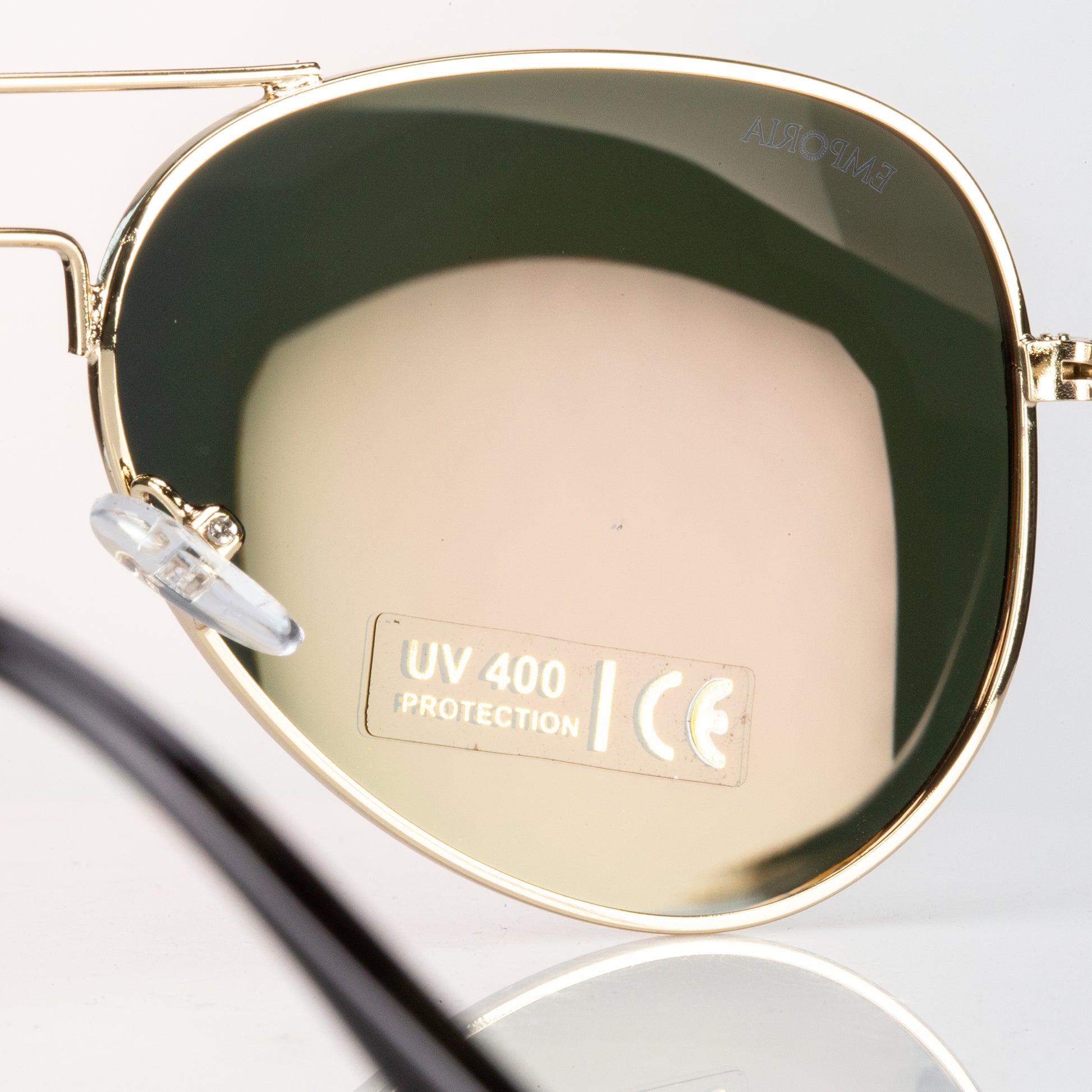 Emporia Italy - Pilot-Sonnenbrille "SONNENSCHEIN" polarisierte Sonnenbrille mit UV-FILTER mit Etui und Brillenputztuch, orangenfarbenes Glas, goldfarbiger Rahmen 5 