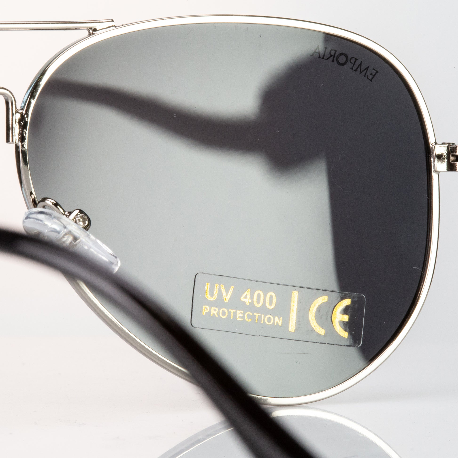 Emporia Italy - Pilot-Sonnenbrille "CHEF" polarisierte Sonnenbrille mit UV-FILTER mit Etui und Brillenputztuch, dunkelgraues Glas, silberfarbige Rahmen 5 