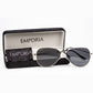 Emporia Italy - Pilot-Sonnenbrille "CHEF" polarisierte Sonnenbrille mit UV-FILTER mit Etui und Brillenputztuch, dunkelgraues Glas, silberfarbige Rahmen