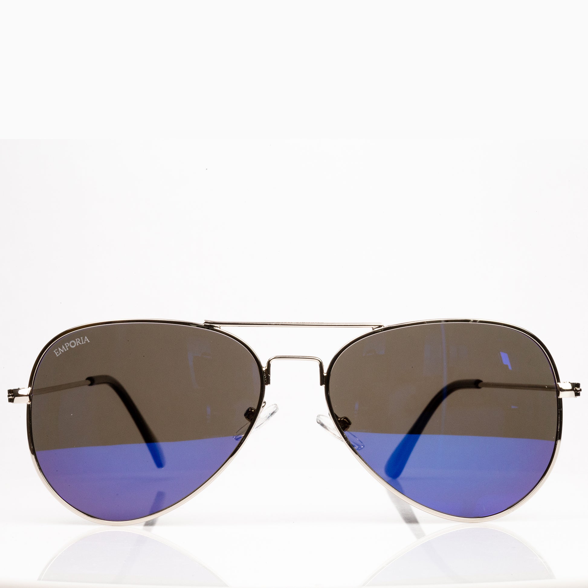 Emporia Italy - Pilot-Sonnenbrille "LAGUNE"  polarisierte Sonnenbrille mit UV-FILTER mit Etui und Brillenputztuch, blaulila Glas, silberfarbige Rahmen 3 