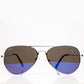 Emporia Italy - Pilot-Sonnenbrille "LAGUNE"  polarisierte Sonnenbrille mit UV-FILTER mit Etui und Brillenputztuch, blaulila Glas, silberfarbige Rahmen