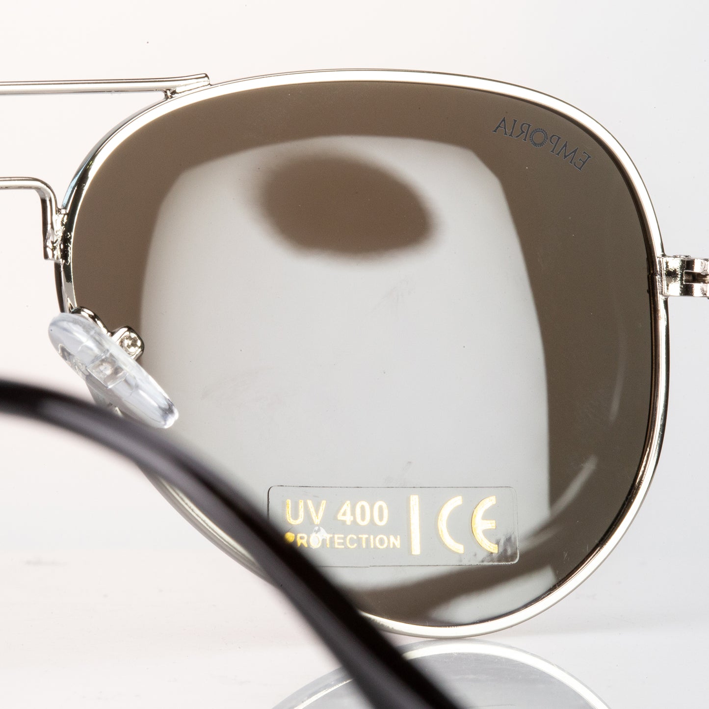 Emporia Italy - Pilot-Sonnenbrille "LAGUNE"  polarisierte Sonnenbrille mit UV-FILTER mit Etui und Brillenputztuch, blaulila Glas, silberfarbige Rahmen
