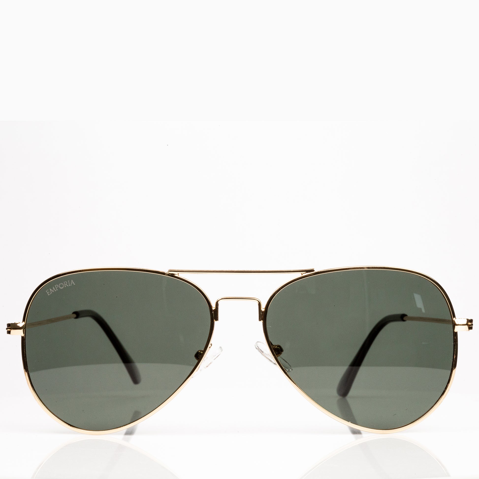 Emporia Italy - Pilot-Sonnenbrille "ORIGINAL" polarisierte Sonnenbrille mit UV-FILTER mit Etui und Brillenputztuch, klassisches dunkelgrünes Glas, goldfarbiger Rahmen 3 