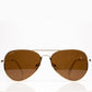 Emporia Italy - Pilot-Sonnenbrille "WÜSTE" polarisierte Sonnenbrille mit UV-FILTER mit Etui und Brillenputztuch, hellbraunes Glas, goldfarbiger Rahmen
