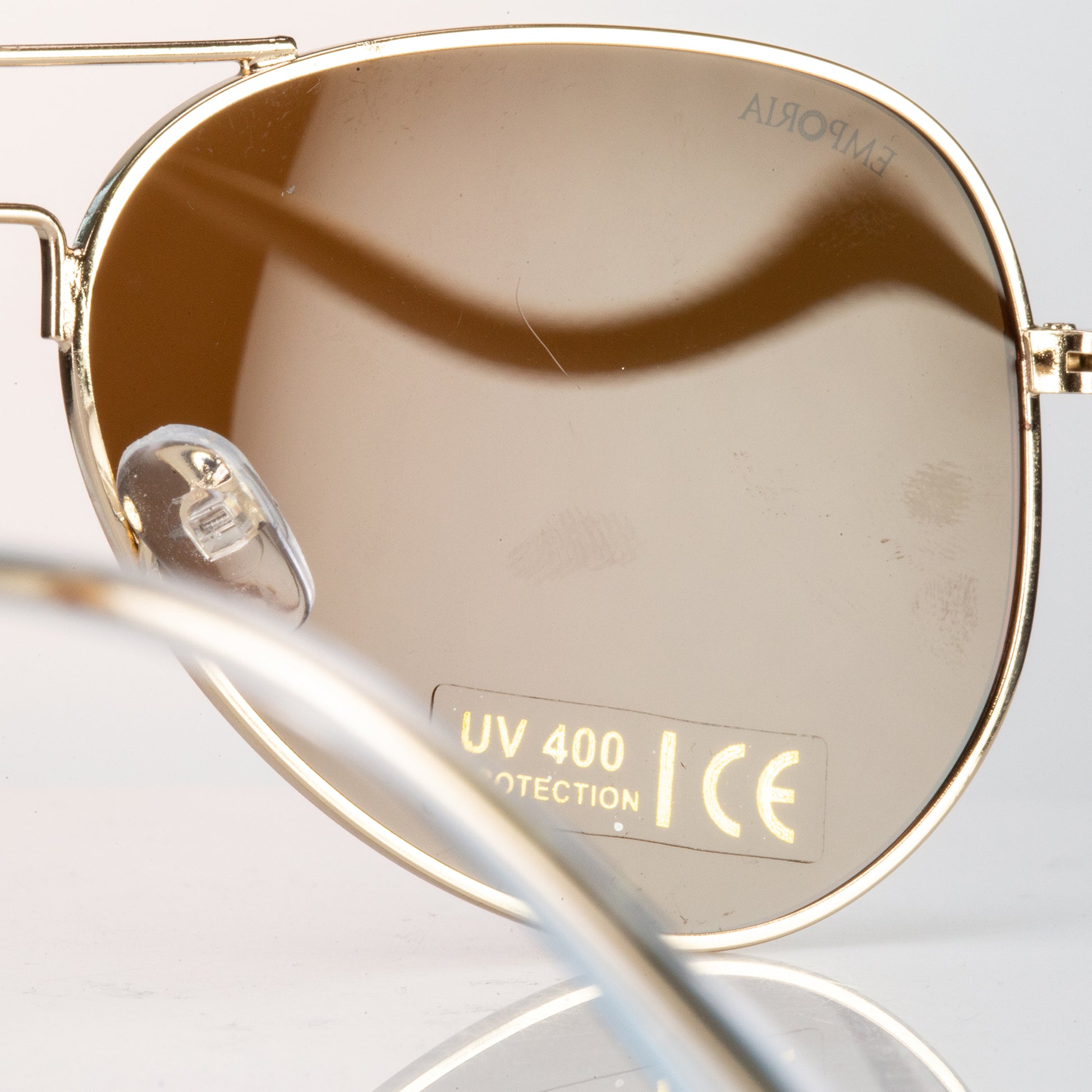 Emporia Italy - Pilot-Sonnenbrille "WÜSTE" polarisierte Sonnenbrille mit UV-FILTER mit Etui und Brillenputztuch, hellbraunes Glas, goldfarbiger Rahmen 5 