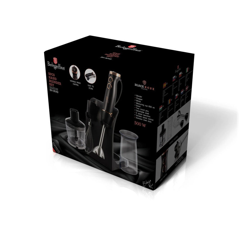 Berlinger Haus fünfteiliges Stabmixer-Set mit Aufbewahrungsständer Black Rose Kollektion 3 