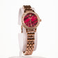 Luxury alloy watch with stones, japanese miyota movement, RED colour dial, with gift box, 18 cm